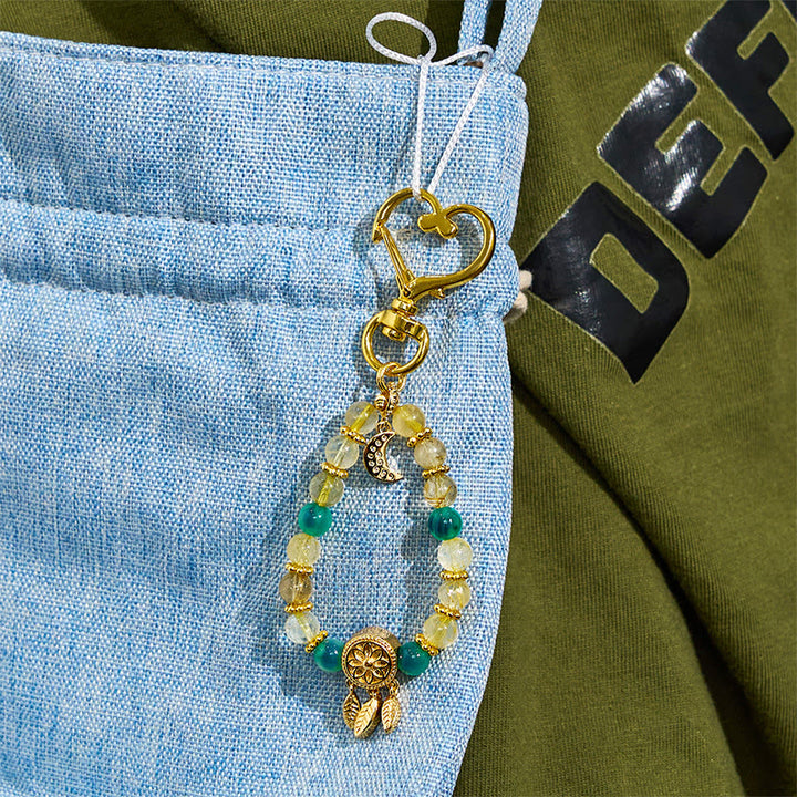 Porte-clés Olivenorma en agate bonbon et quartz rutile doré, dragonne en cristal pour téléphone - image 5