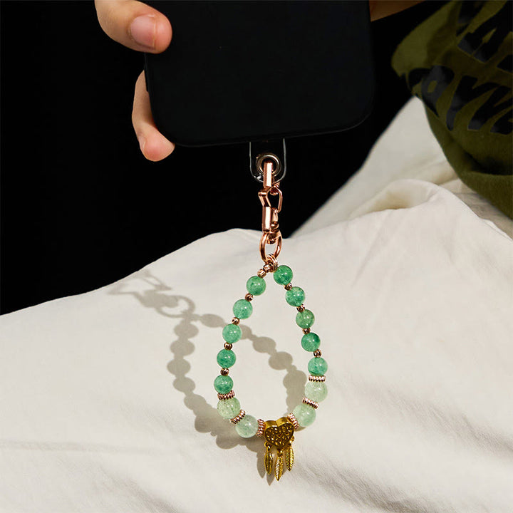 Porte-clés en quartz rutile vert Olivenorma , dragonne pour téléphone en cristal - image 3