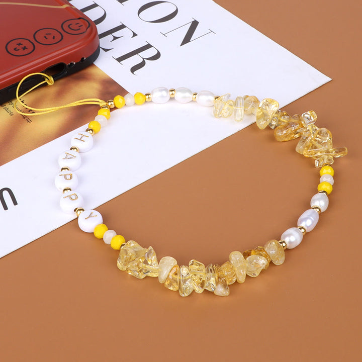 Porte-clés Olivenorma en perles naturelles et dragonne pour téléphone en cristal - Citrine - image 9