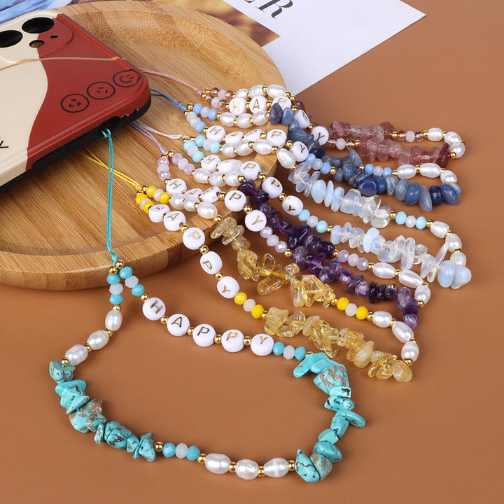 Porte-clés Olivenorma en perles naturelles et dragonne pour téléphone en cristal - image 13