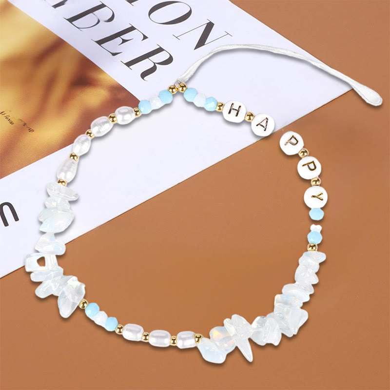 Porte-clés Olivenorma en perles naturelles et dragonne pour téléphone en cristal - Opalite - image 3