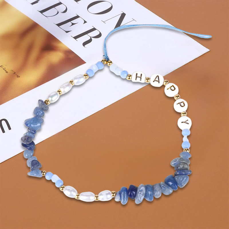 Porte-clés Olivenorma en perles naturelles et dragonne pour téléphone en cristal - Aventurine bleue - image 11