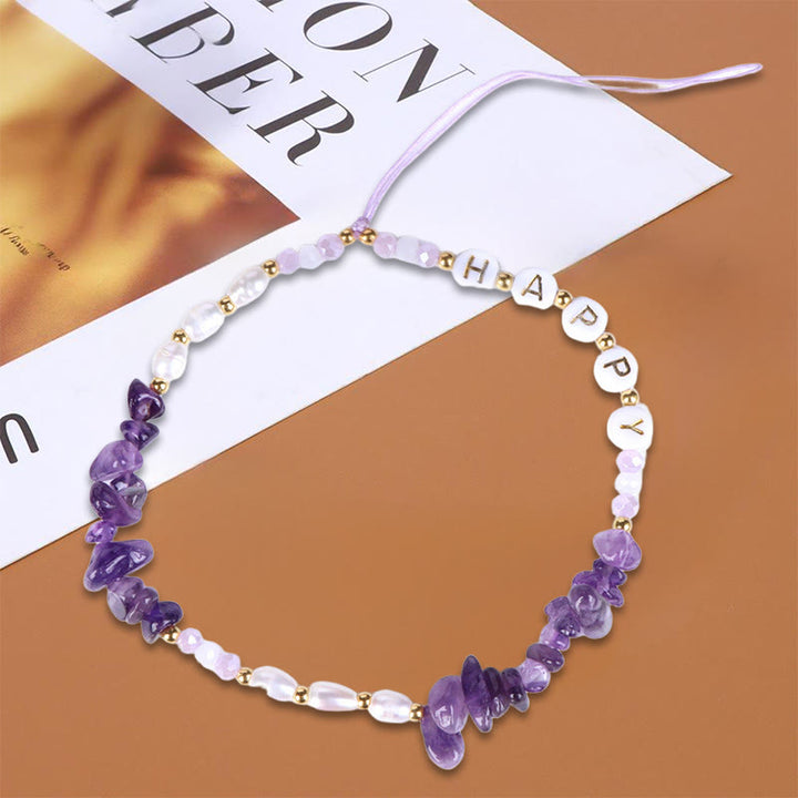 Porte-clés Olivenorma en perles naturelles et dragonne pour téléphone en cristal - Améthyste - image 1