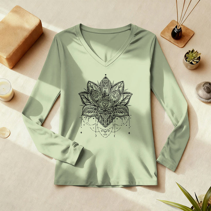 T-shirt Olivenorma Lotus imprimé manches longues col V taille L - image 0