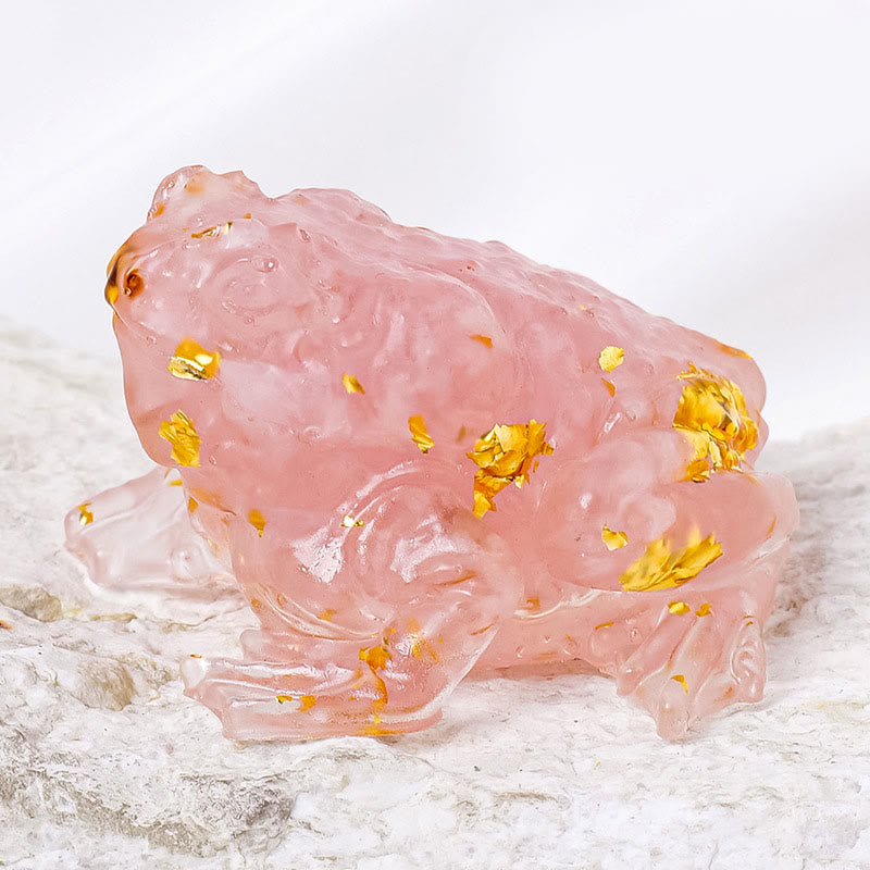 Décoration en pierre précieuse Olivenorma Crystal Golden Toad - Quartz rose - image 7