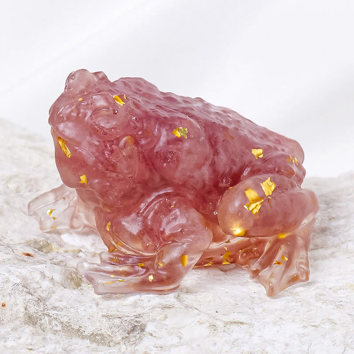 Décoration en pierre précieuse Olivenorma Crystal Golden Toad - Quartz fraise - image 3