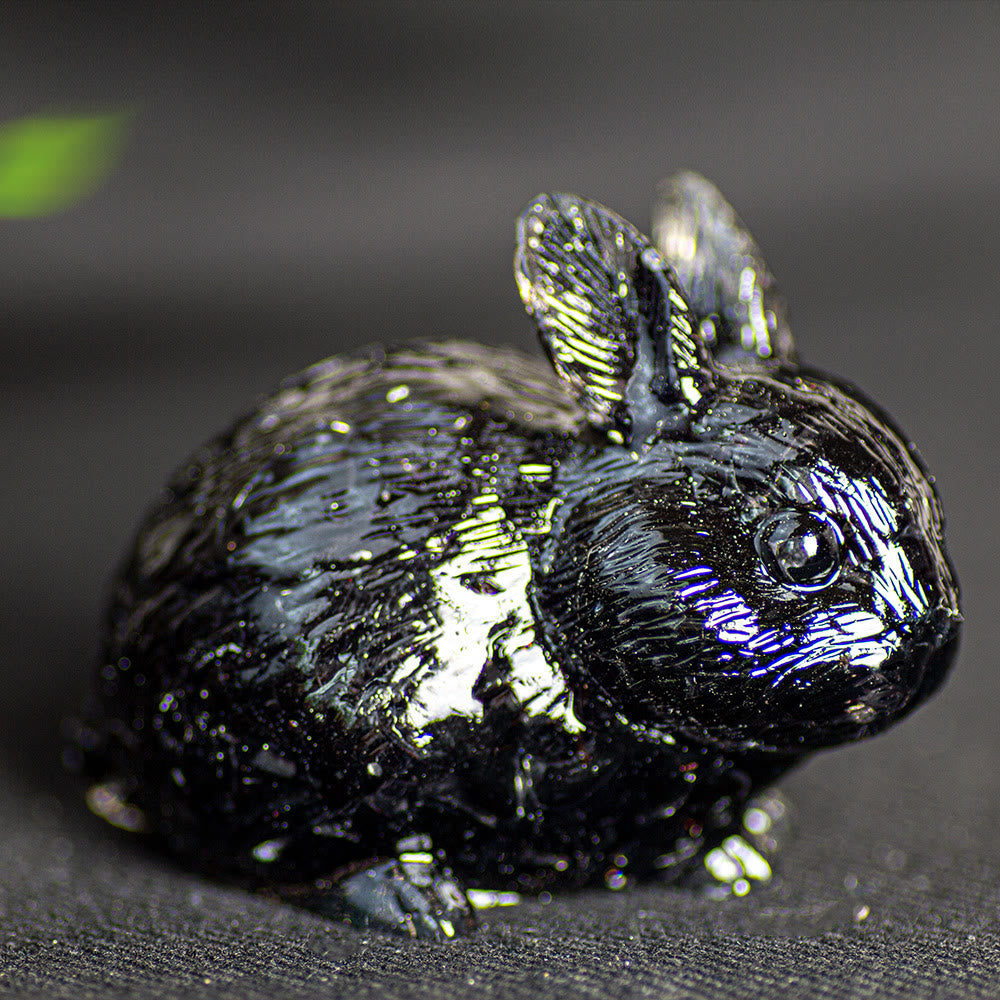 Figurine de lapin en cristal Olivenorma, décoration en pierre précieuse - Obsidienne - image 4