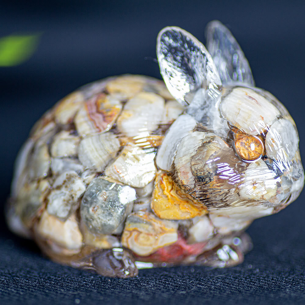 Figurine de lapin en cristal Olivenorma, décoration en pierre précieuse - Agate folle - image 30