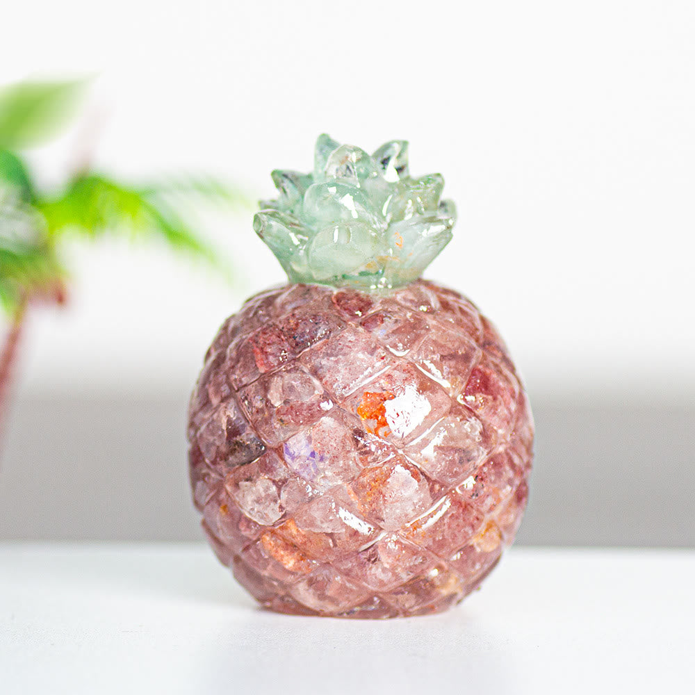 Décoration en cristal Olivenorma ananas doré et pierres précieuses - Quartz fraise - Style 2 - image 32