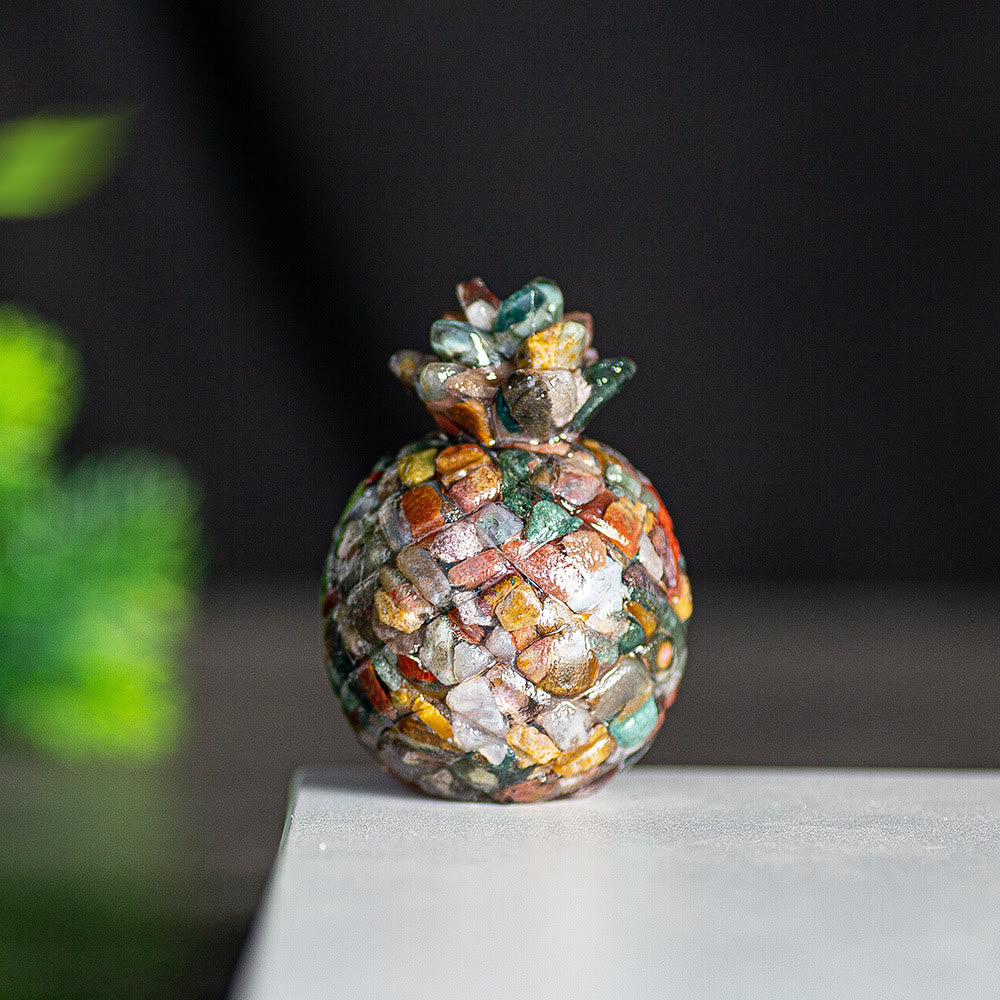 Décoration en cristal Olivenorma ananas doré et pierres précieuses - Agate océanique - Style 1 - image 43