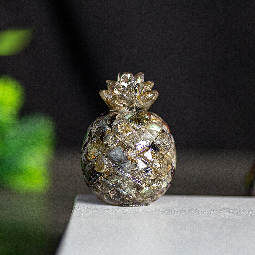 Décoration en cristal Olivenorma ananas doré et pierres précieuses - Labradorite noire - Style 1 - image 45