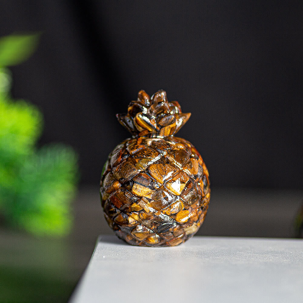 Décoration en cristal Olivenorma ananas doré et pierres précieuses - Œil de tigre - Style 1 - image 18