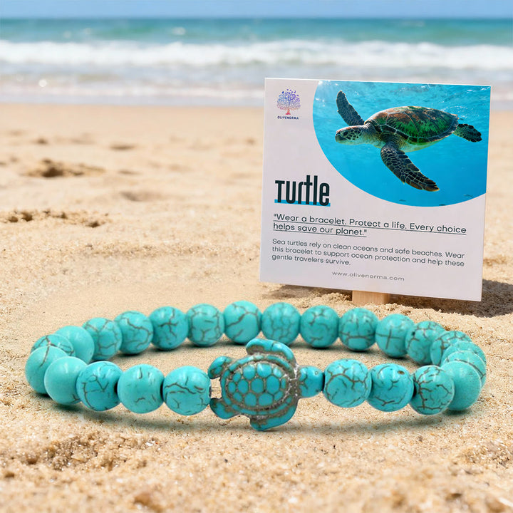 Bracelet de protection des tortues marines Olivenorma avec carte - Turquoise - Avec carte - image 0