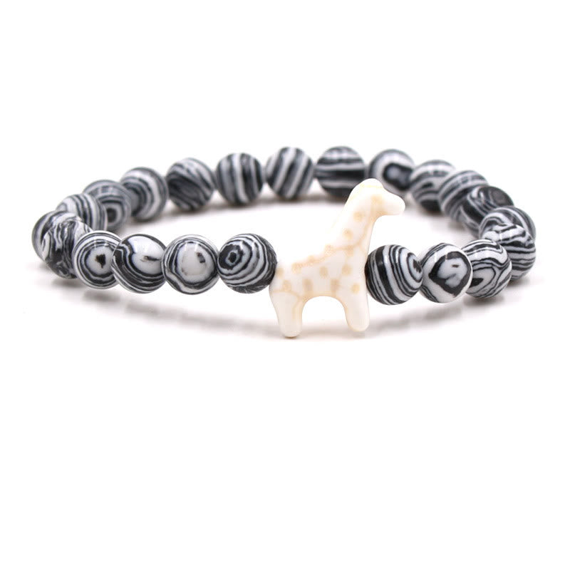 Bracelet Olivenorma pour la conservation des girafes avec carte - Malachite noire et blanche - Avec carte - image 34