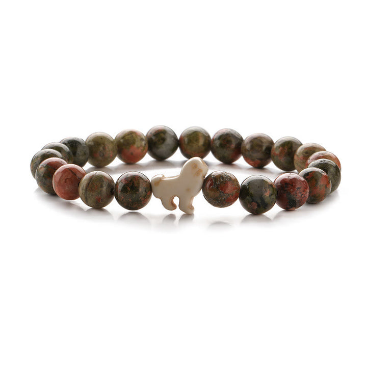 Bracelet de sensibilisation à la survie du lion Olivenorma avec carte - Unakite - Avec carte - image 8