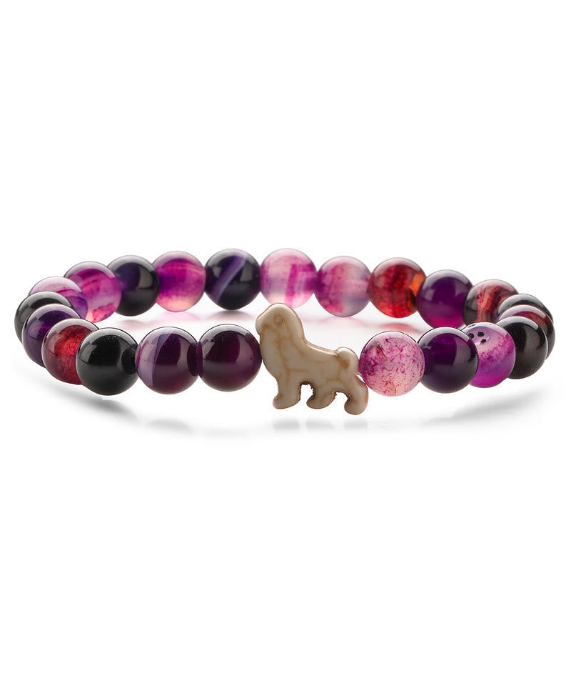 Bracelet de sensibilisation à la survie du lion Olivenorma avec carte - Agate violette - Avec carte - image 11