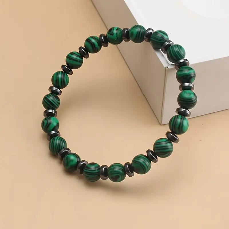 Bracelet Olivenorma en malachite et obsidienne noire avec pierres d'espacement - image 2