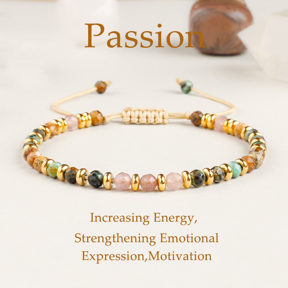 Bracelet Olivenorma en perles tissées à la main en quartz fraise - Pierre naturelle - image 0