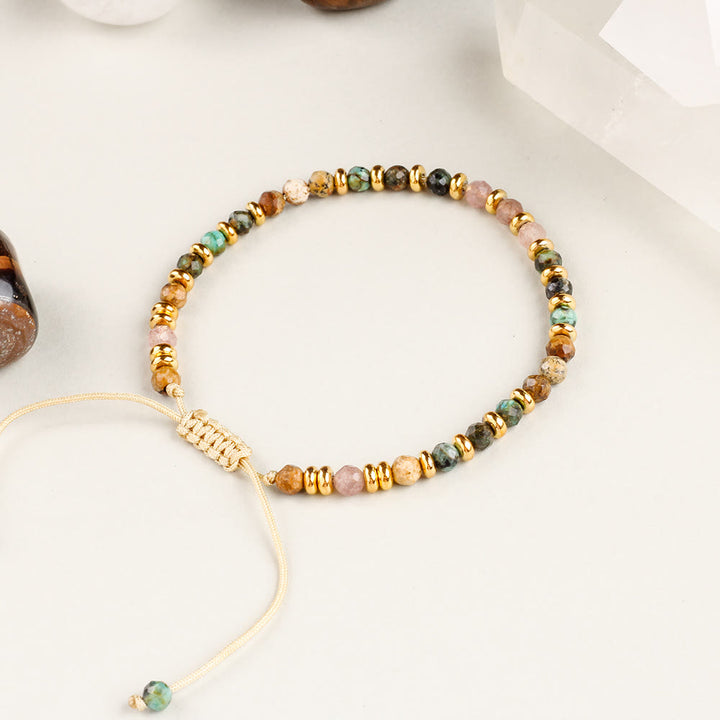 Bracelet Olivenorma en perles tissées à la main en quartz fraise - image 2