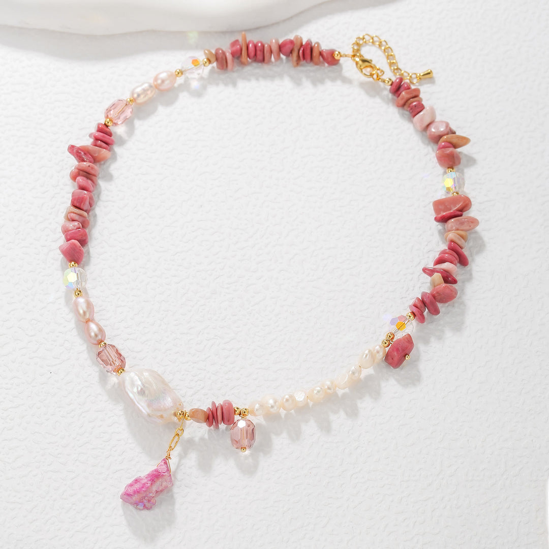 Ensemble de bijoux Olivenorma en rhodonite, perle et cristal - Collier - image 3