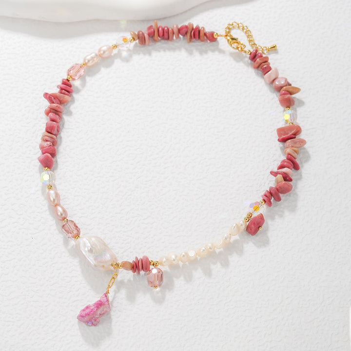 Ensemble de bijoux Olivenorma en rhodonite, perle et cristal - Collier - image 3