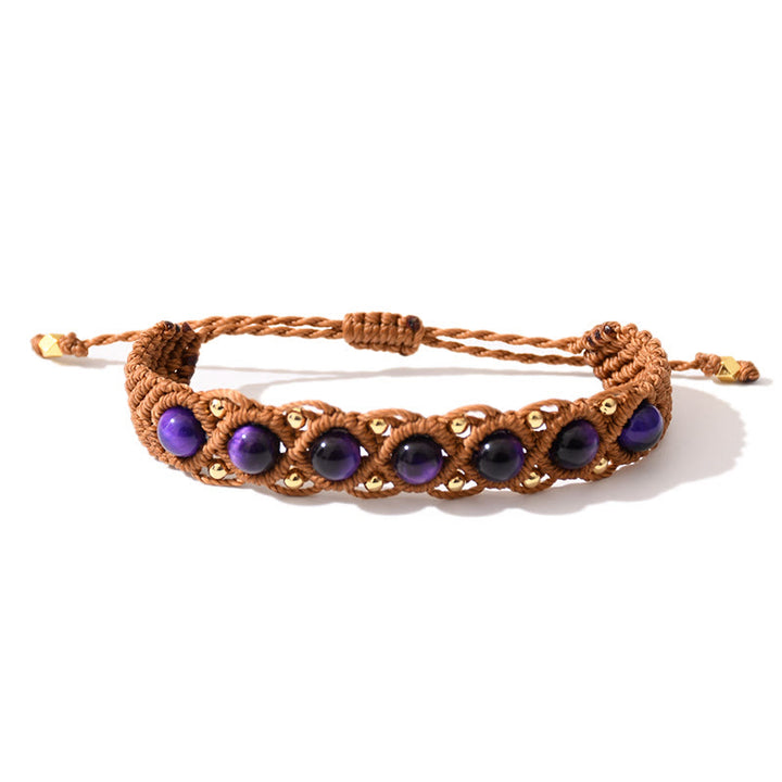 Bracelet Olivenorma multicolore à motif œil de tigre enroulé - Œil de tigre violet - image 7