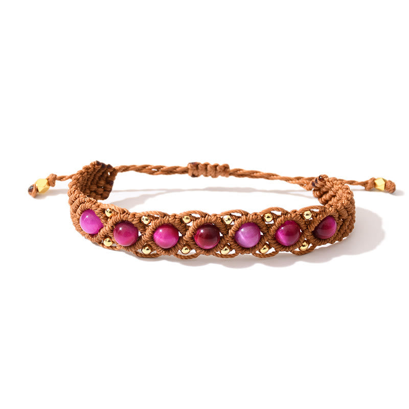 Bracelet Olivenorma multicolore à motif œil de tigre enroulé - Œil de tigre rose - image 3