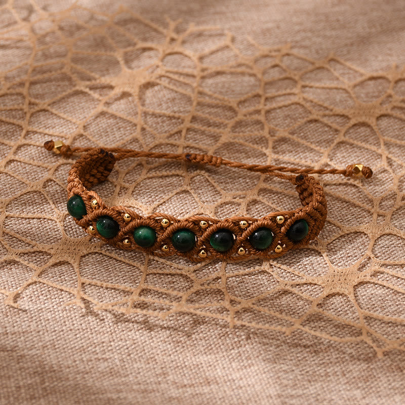 Bracelet Olivenorma multicolore à motif œil de tigre enroulé - Œil de tigre vert - image 1