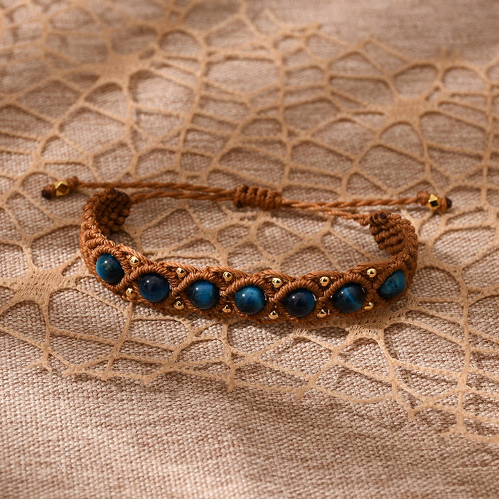 Bracelet Olivenorma multicolore à motif œil de tigre enroulé - Œil de tigre bleu paon - image 2