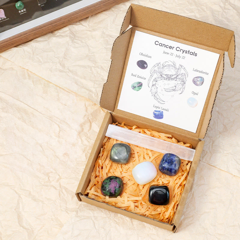 Ensemble de guérison en pierres brutes de cristal du zodiaque Olivenorma - Cancer - image 7