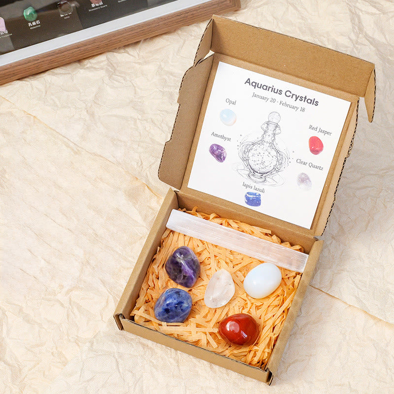 Ensemble de guérison en pierres brutes de cristal du zodiaque Olivenorma - Verseau - image 5