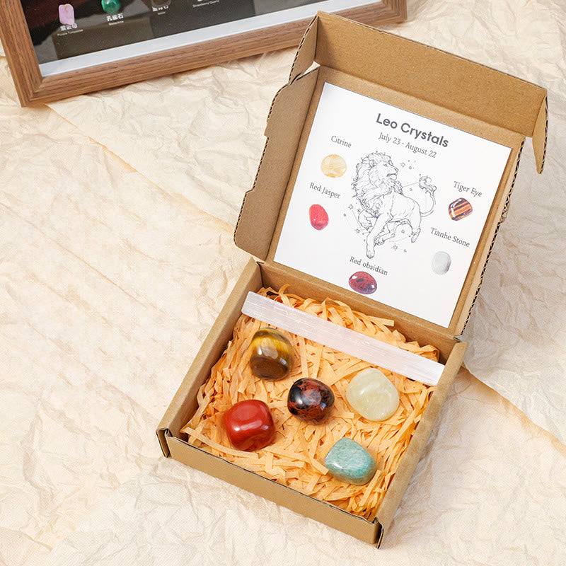 Ensemble de guérison en pierres brutes de cristal du zodiaque Olivenorma - Lion - image 2