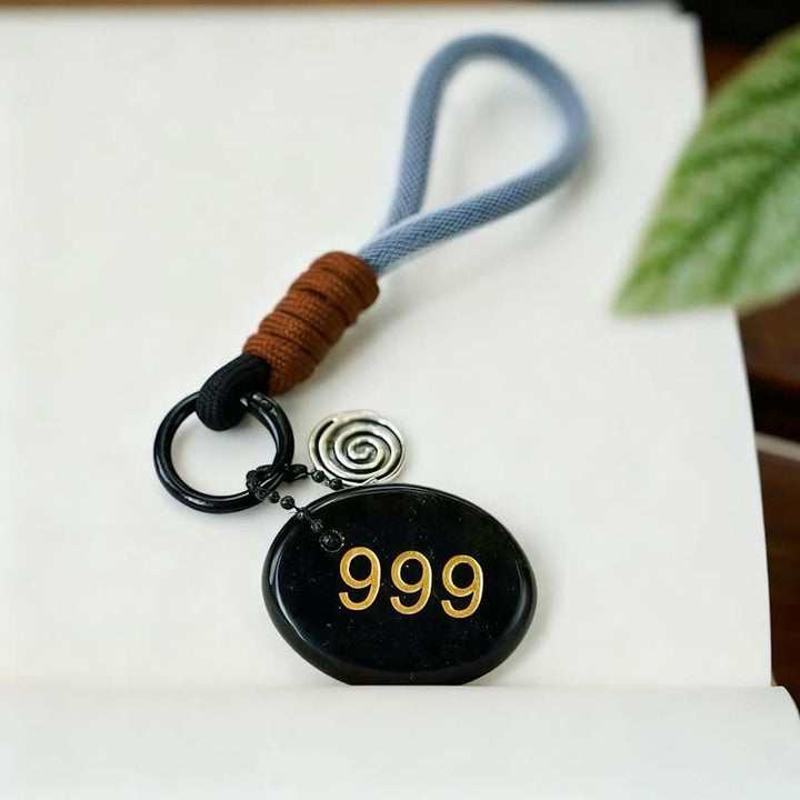 Porte-clés chiffre ange en pierre naturelle Olivenorma - Obsidienne - image 18