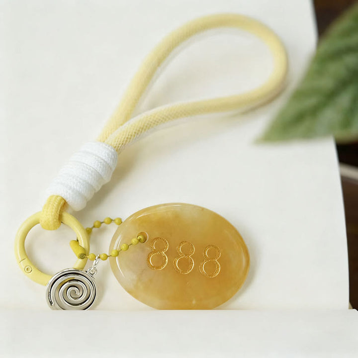 Porte-clés chiffre ange en pierre naturelle Olivenorma - Aventurine jaune - image 16