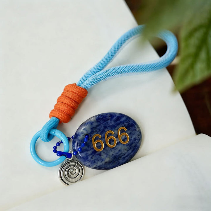 Porte-clés chiffre ange en pierre naturelle Olivenorma - Sodalite bleue - image 12
