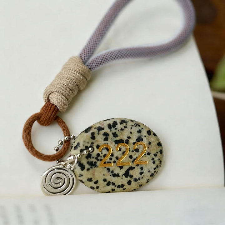 Porte-clés chiffre ange en pierre naturelle Olivenorma - Jasper dalmatien - image 6