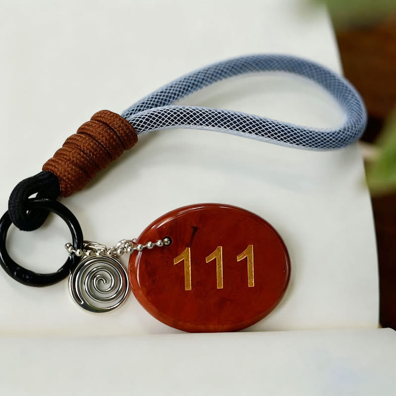 Porte-clés chiffre ange en pierre naturelle Olivenorma - Jaspe rouge - image 4