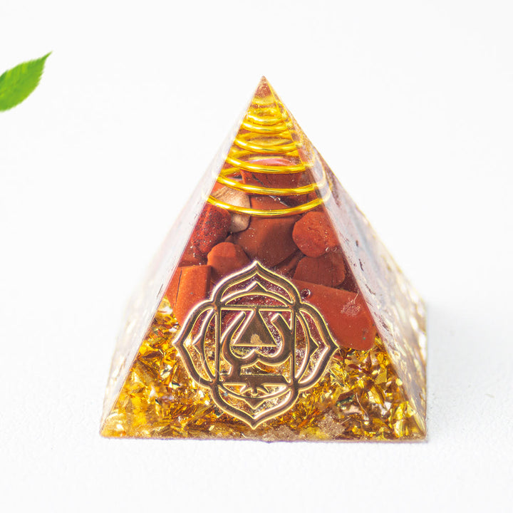 Pyramide d'orgone Olivenorma pour la guérison des 7 chakras - Jaspe rouge - image 11