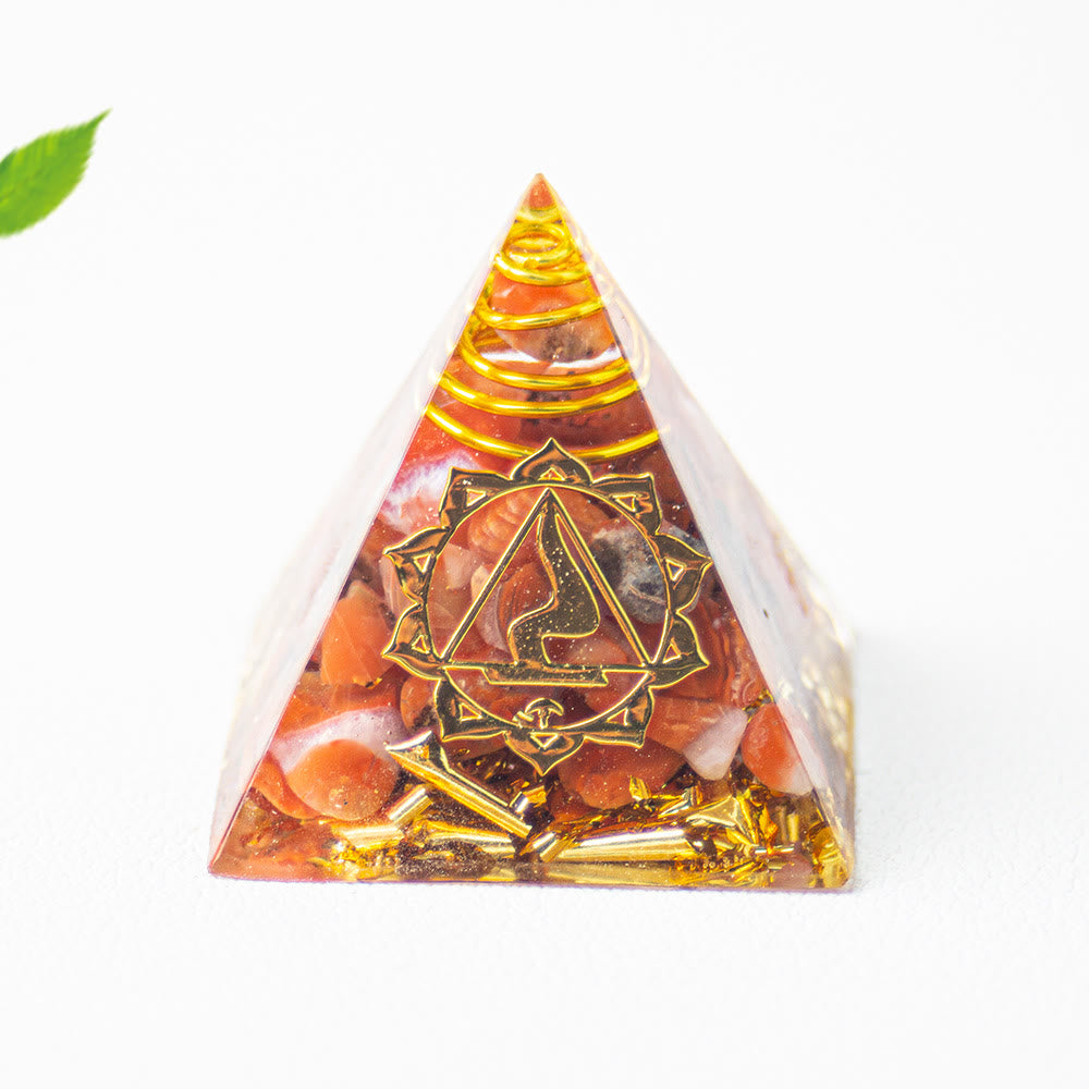 Pyramide d'orgone Olivenorma pour la guérison des 7 chakras - Agate rouge - image 13