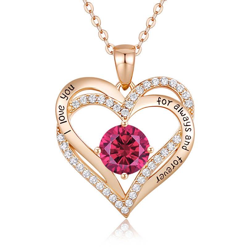 Olivenorma « Je t'aimerai toujours » – Collier cœur pierre de naissance Amour éternel - Or rose - Juillet - Avec carte de pierre de naissance - image 35
