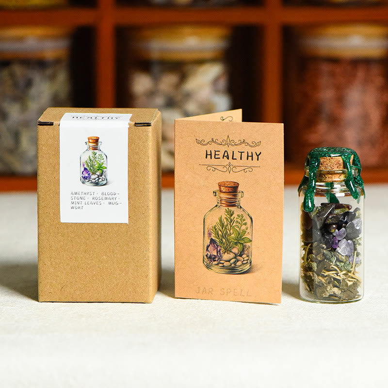 Bouteille de guérison en pierre naturelle Olivenorma, ornée de pierres précieuses - EN BONNE SANTÉ - image 3