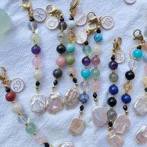 Porte-clés pendentif Olivenorma Zodiaque en pierre naturelle et cristal  - image 15