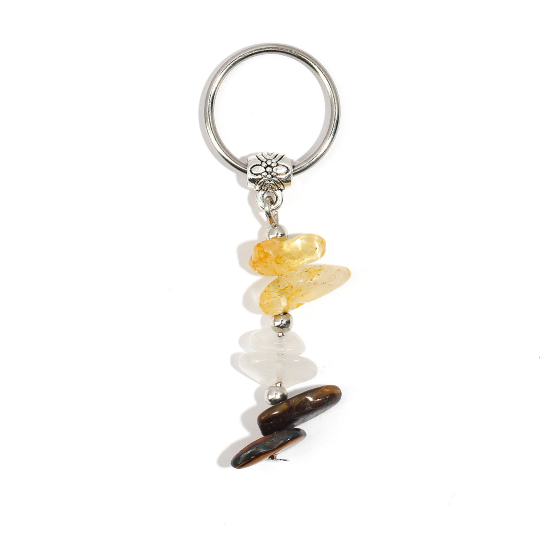 Porte-clés de guérison en perles de cristal et pierre naturelle Olivenorma - Style de pierre à éclats n° 12 - image 13