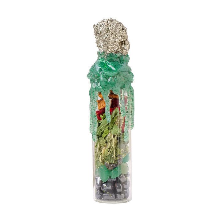 Bouteille à souhaits en pierre naturelle Olivenorma, décoration en pierre de guérison - Chalcopyrite, jaspe rouge, aventurine verte et obsidienne - image 2