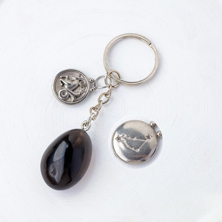 Porte-clés Olivenorma en cristal du zodiaque et pierre naturelle - Obsidienne-Capricorne - Argent - image 11