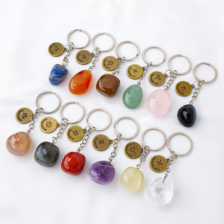 Porte-clés Olivenorma en cristal du zodiaque et pierre naturelle - image 0