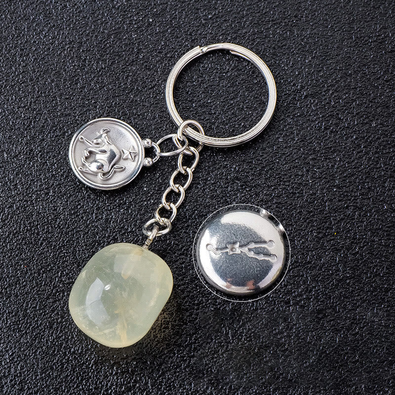 Porte-clés Olivenorma en cristal du zodiaque et pierre naturelle - Citrine-Taureau - Argent - image 23