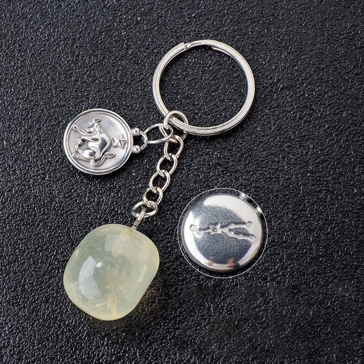 Porte-clés Olivenorma en cristal du zodiaque et pierre naturelle - Citrine-Taureau - Argent - image 23