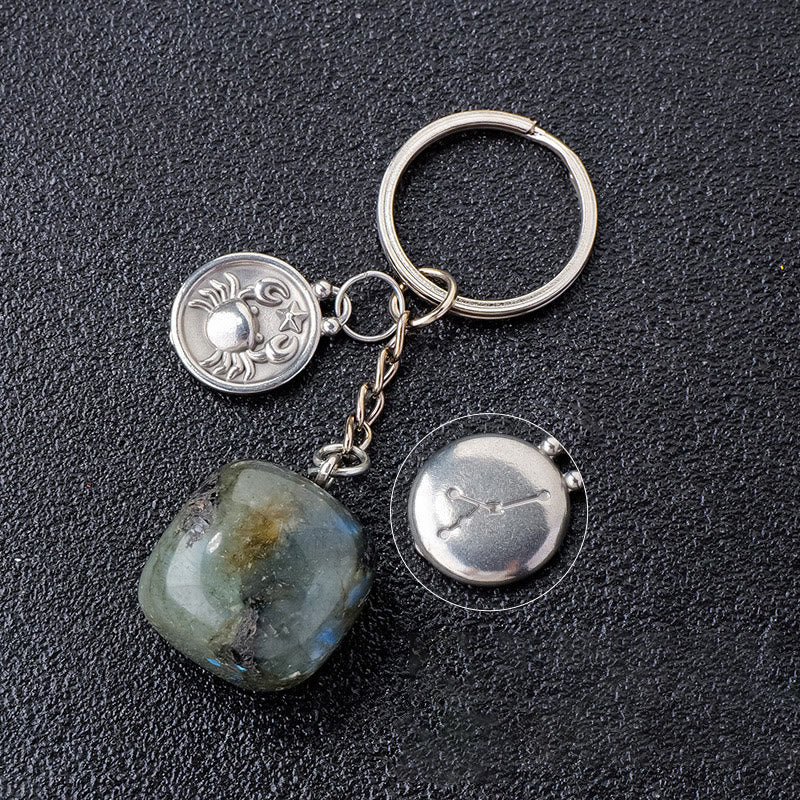 Porte-clés Olivenorma en cristal du zodiaque et pierre naturelle - Labradorite-Cancer - Argent - image 26