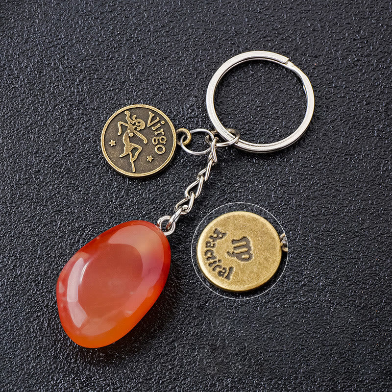 Porte-clés Olivenorma en cristal du zodiaque et pierre naturelle - Agate rouge-Vierge - Bronze - image 16